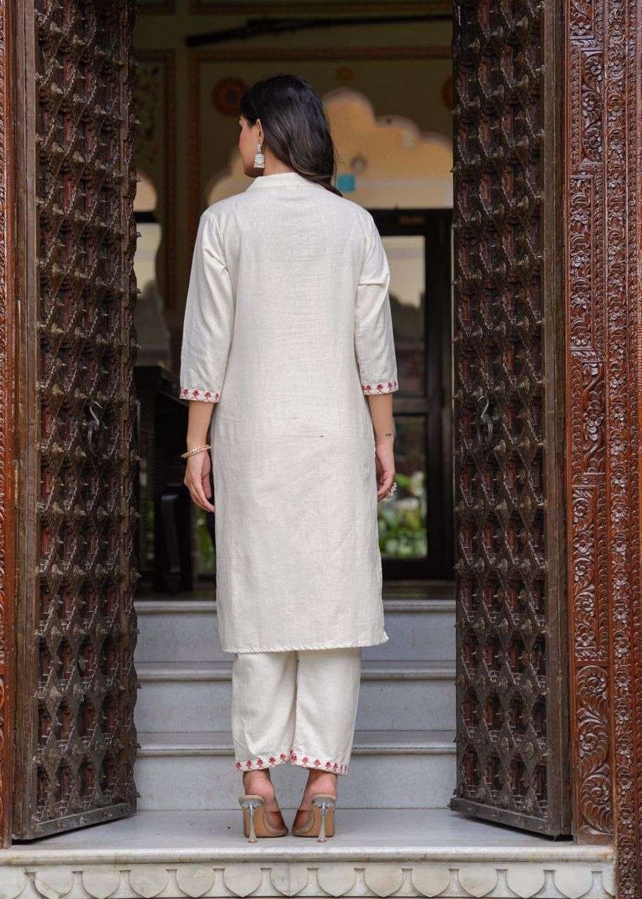 Women's Cotton Embroidered Straight Kurti With Pant and Dupatta Set - Image 6
