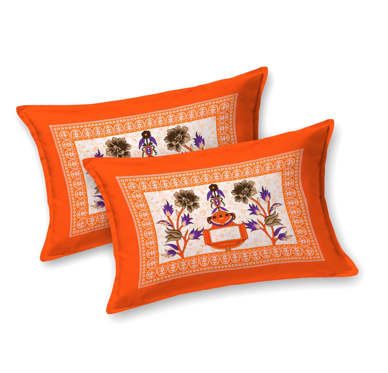 Rajasthani Traditionally Printed Cotton Doublebed Bedsheet With Pack of 2 Pillow Covers - Image 3